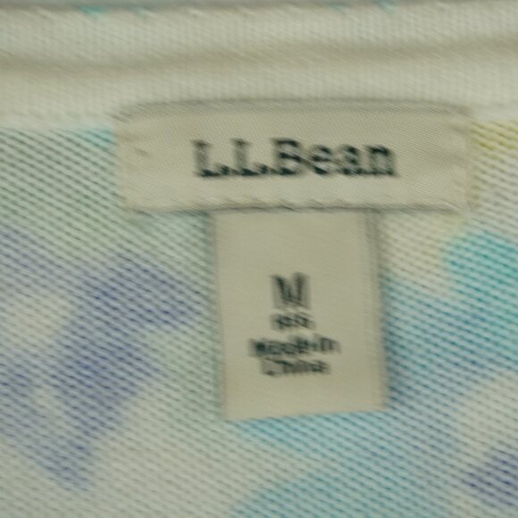 LL Bean‎ Floral Cardigan Sweater Pastel Blue Purple Yellow Green Size Medium - Picture 7 of 8